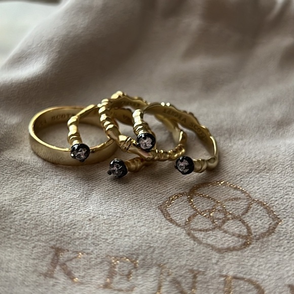 Kendra Scott Bundle of 4 Gold Rings - Drusy Stone Stacking Rings - Picture 4 of 5